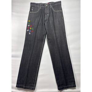 Lot29 Men's Marvin the Martian Baggy Wide Leg Black Denim Jeans - 32 (34x33)